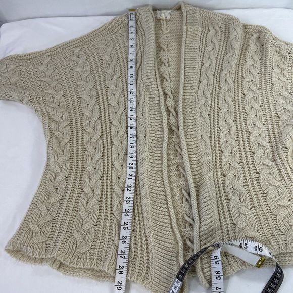 Hippie Rose Womens M Cream Open-Front Cardigan Cable Classic‎ Boho Preppy Solid - Picture 9 of 10